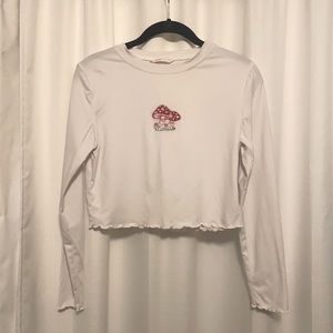 ROMWE Mushroom Patch Crop Top, Size S